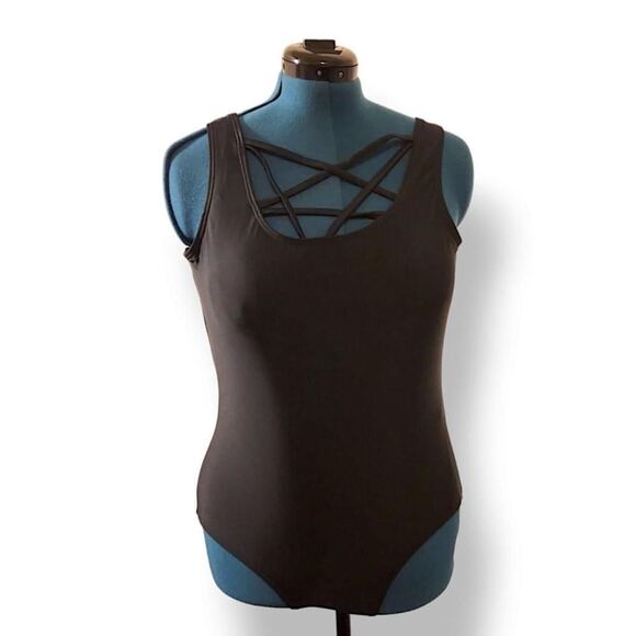 Banned Apparel - Black Lattice Top Swimsuit Plus Size 2X - Picture 1 of 9
